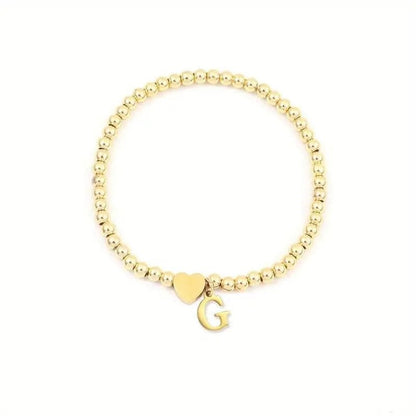 Heart & Initial Bead Bracelet