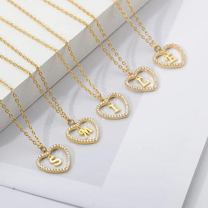 Crystal Initial Heart Necklace No. 2