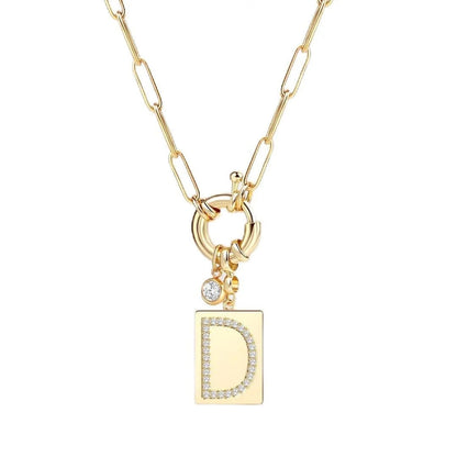 Crystal Initial Link Chain Necklace