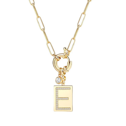 Crystal Initial Link Chain Necklace