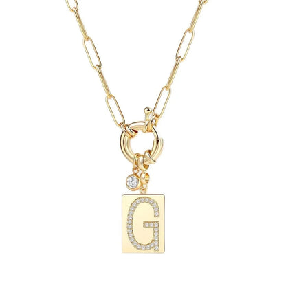 Crystal Initial Link Chain Necklace