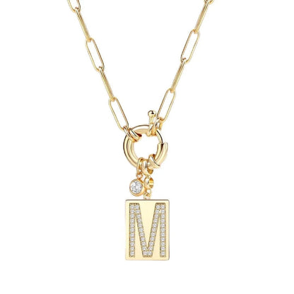 Crystal Initial Link Chain Necklace