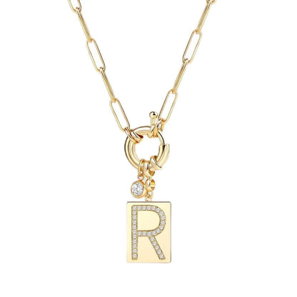 Crystal Initial Link Chain Necklace