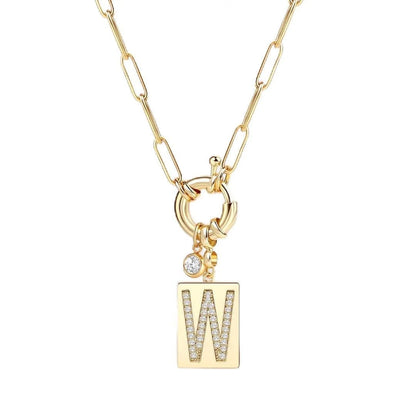 Crystal Initial Link Chain Necklace