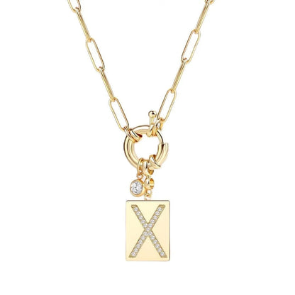 Crystal Initial Link Chain Necklace