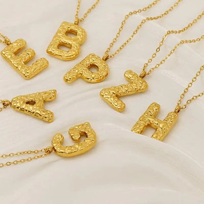 Textured Letter A Necklace