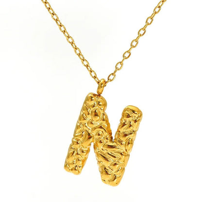 Textured Letter A Necklace