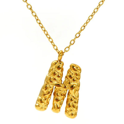 Textured Letter A Necklace