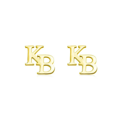 Double Letter Initial Stud Earrings