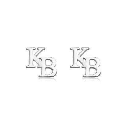 Double Letter Initial Stud Earrings