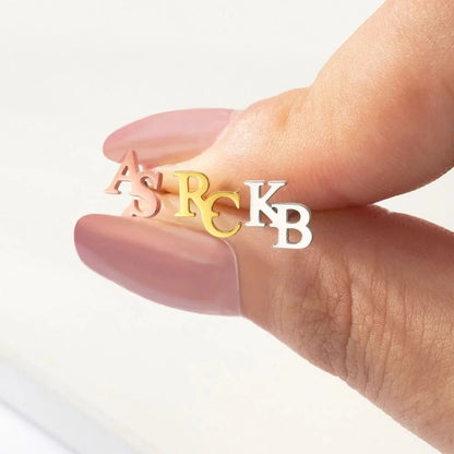Double Letter Initial Stud Earrings