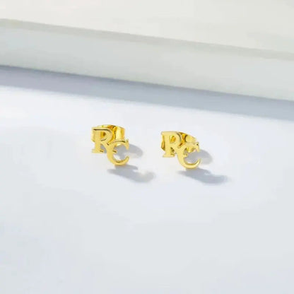 Double Letter Initial Stud Earrings