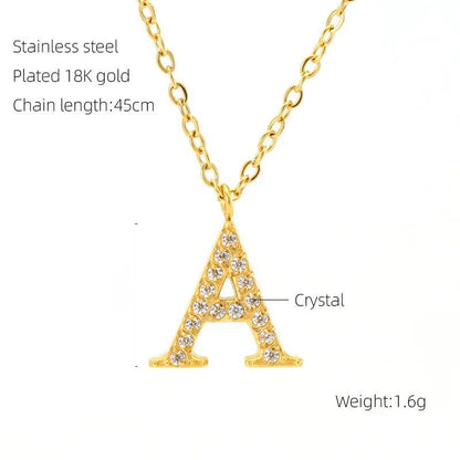 Crystal Pave Block Initial Necklace