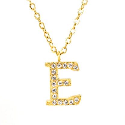 Crystal Pave Block Initial Necklace