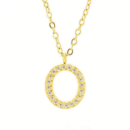Crystal Pave Block Initial Necklace