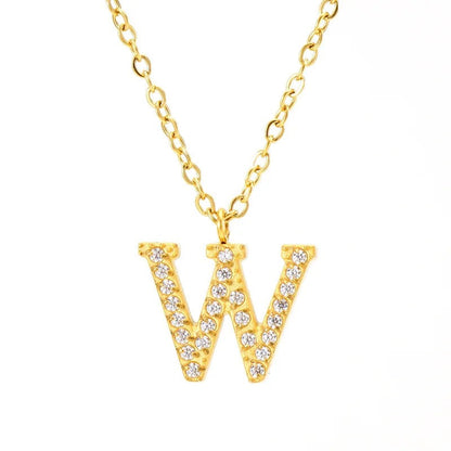 Crystal Pave Block Initial Necklace