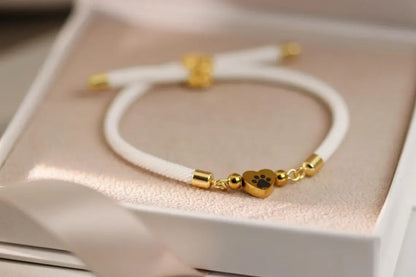 Paw Print Heart Charm Bracelet