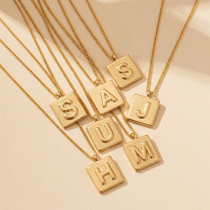 Square Initial Necklace