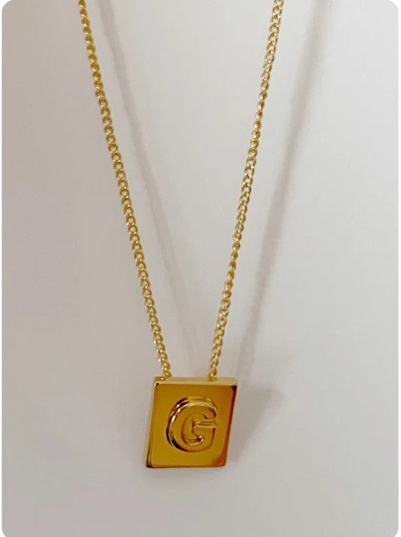 Square Initial Necklace