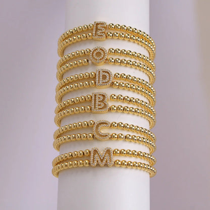 Crystal Initial Double Bead Bracelet