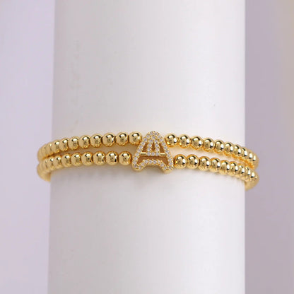 Crystal Initial Double Bead Bracelet