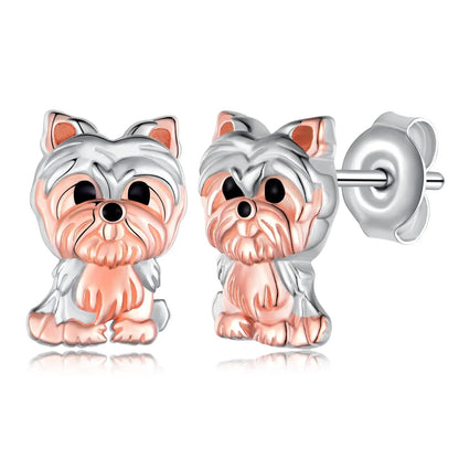 Two-Tone Schnauzer Stud Earrings