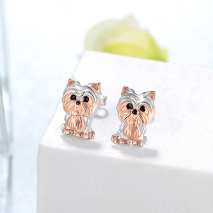 Two-Tone Schnauzer Stud Earrings