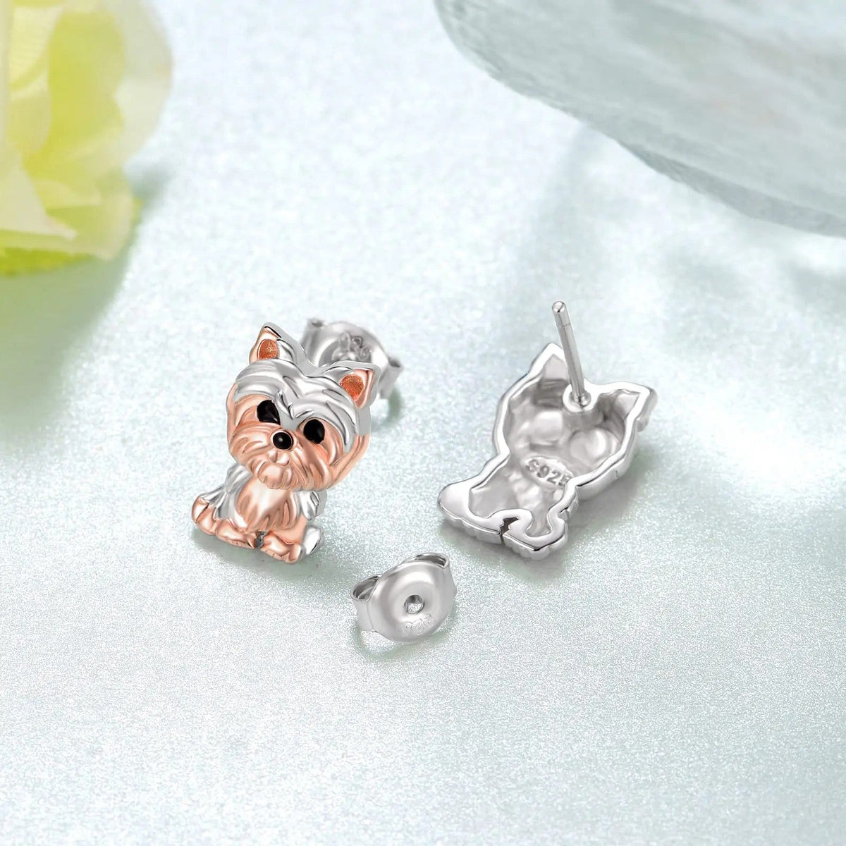 Two-Tone Schnauzer Stud Earrings