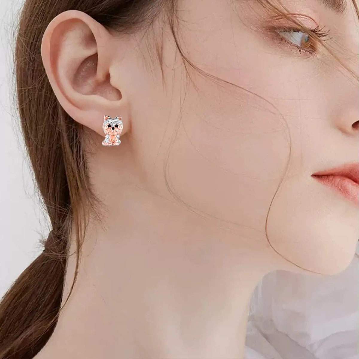 Two-Tone Schnauzer Stud Earrings