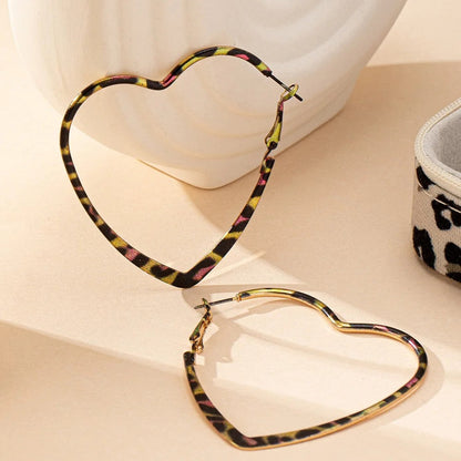 Leopard Heart Hoop Earrings