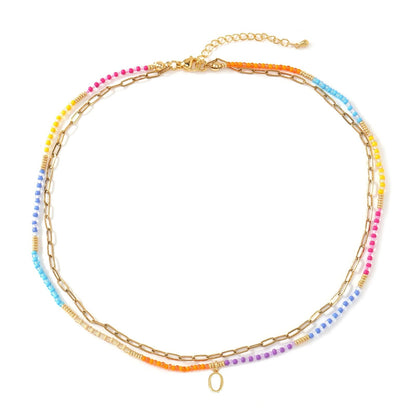 Colorful Beaded Initial Link Necklace