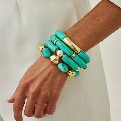 Turquoise Geometric Bead Bracelet