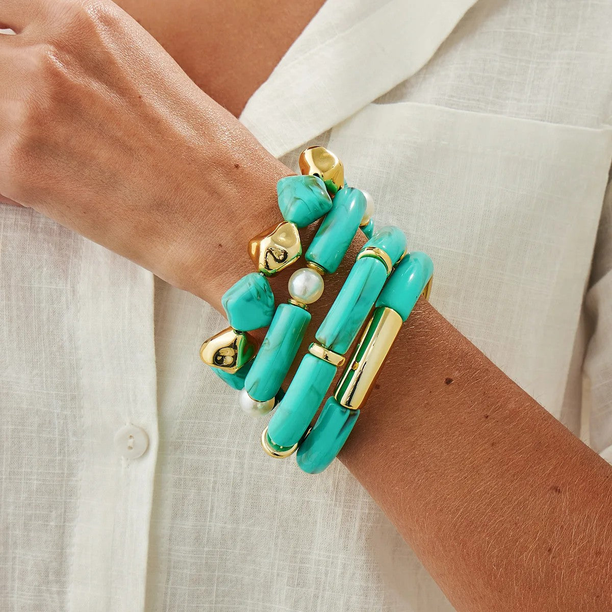 Turquoise Geometric Bead Bracelet