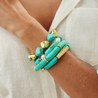 Turquoise Geometric Bead Bracelet
