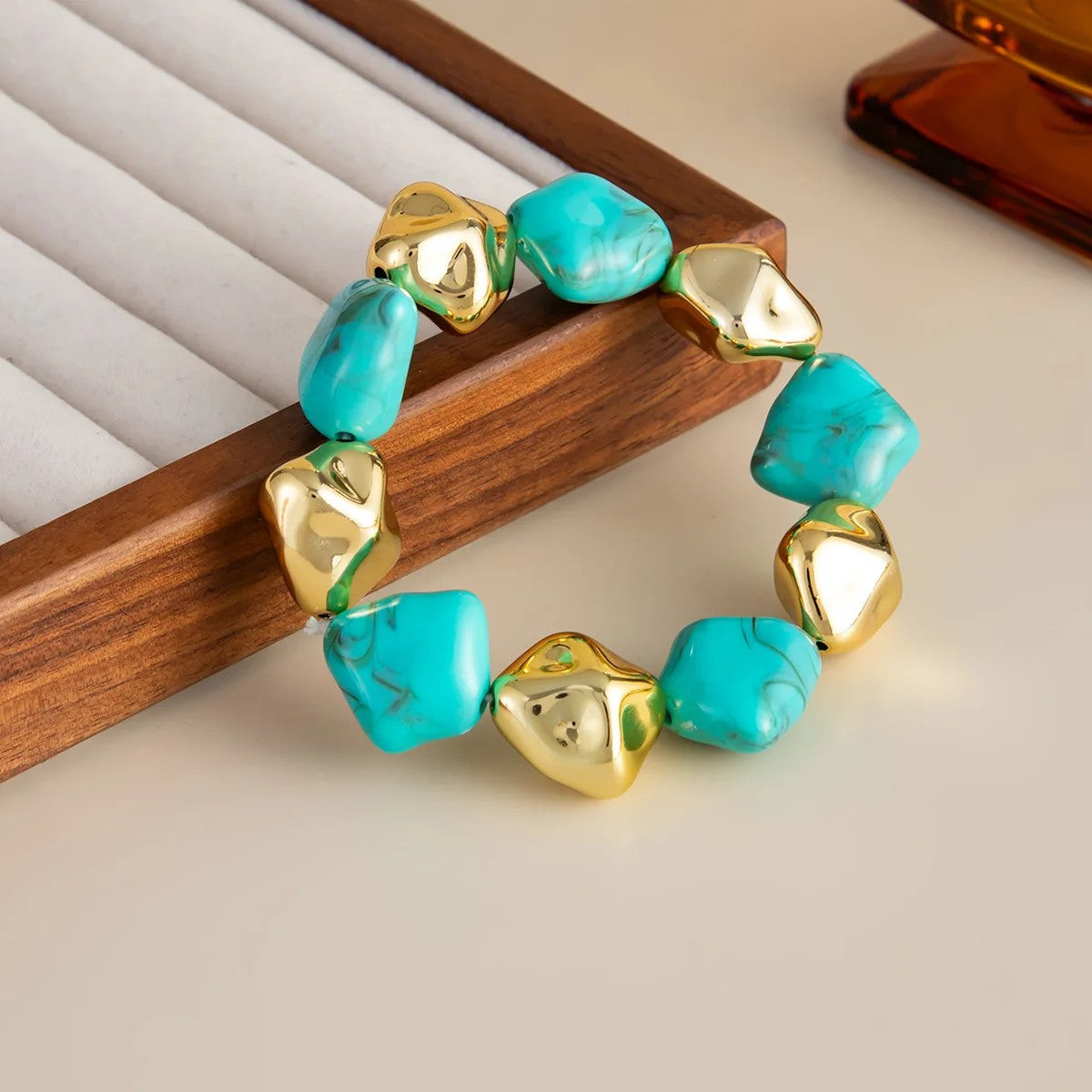 Turquoise Geometric Bead Bracelet