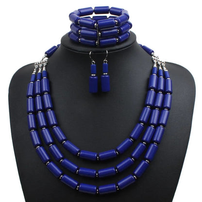 Orange Tube Bead Jewelry Set