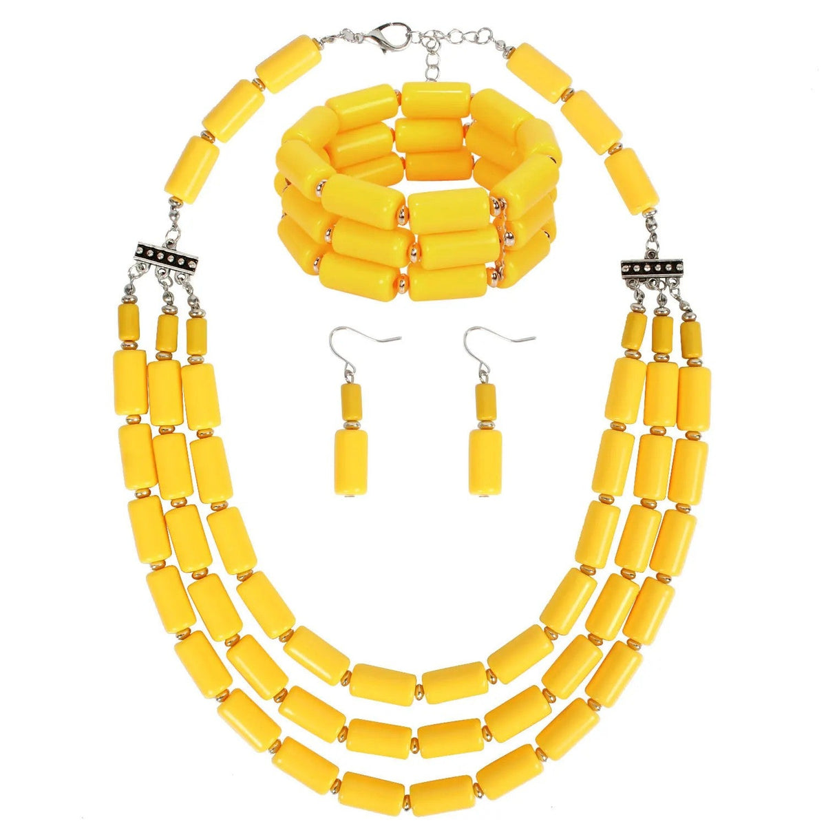 Orange Tube Bead Jewelry Set