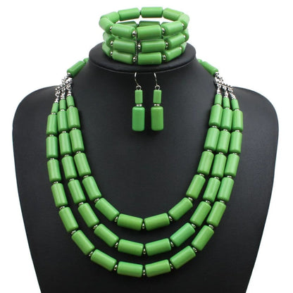 Orange Tube Bead Jewelry Set