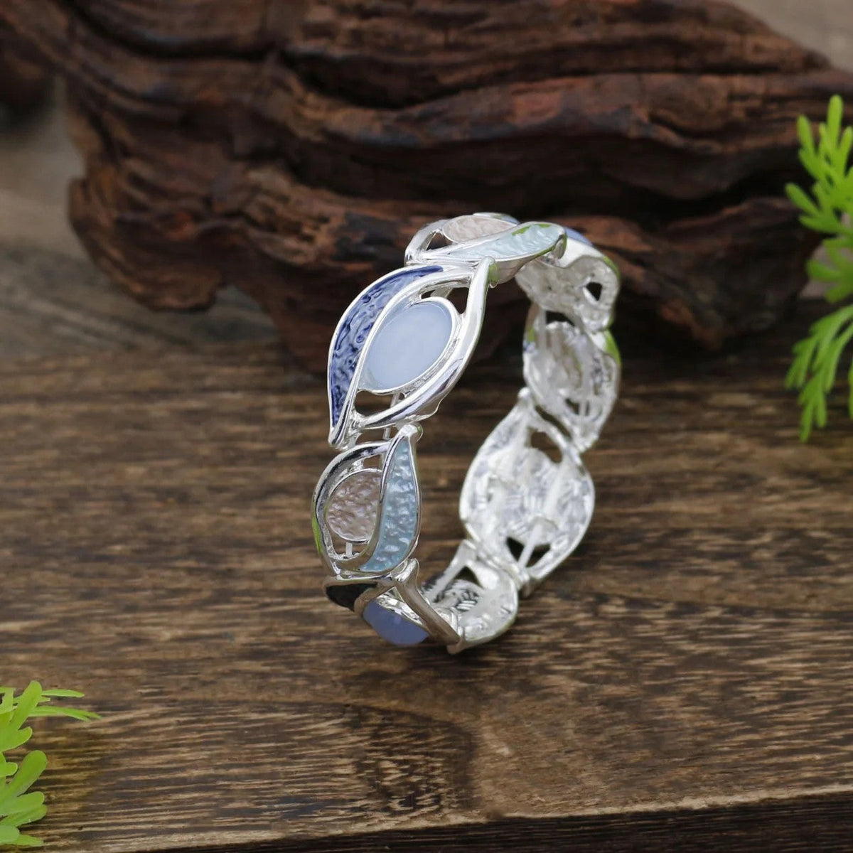 Colorful Leaf Bangle Bracelet