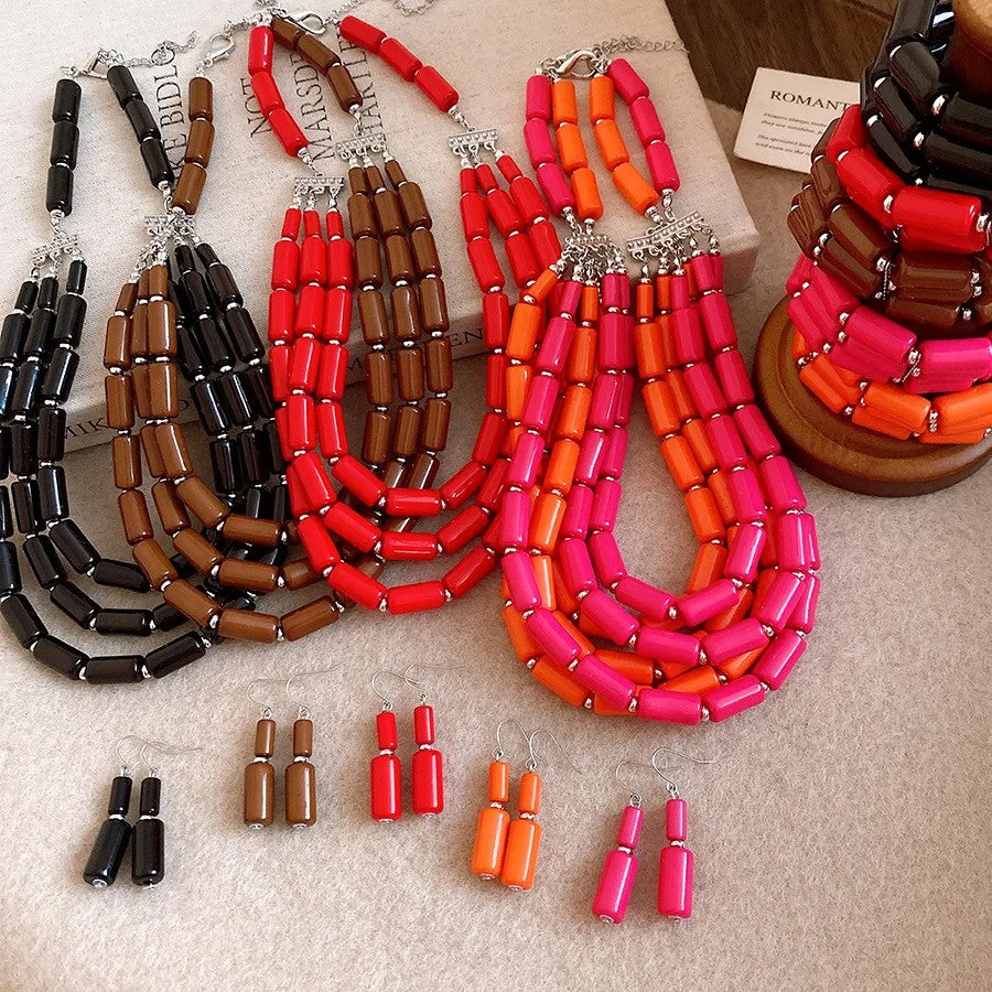 Colorful Tube Bead Jewelry Set