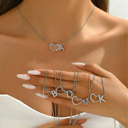 Heart Outline Initial Necklace