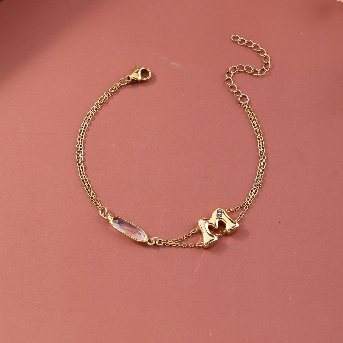 Gold-Tone Letter B Charm Bracelet