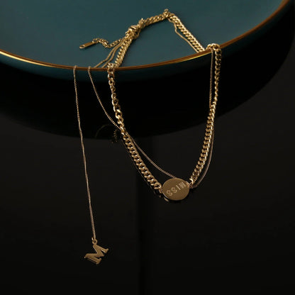 Miss Disc Layered Chain Necklace
