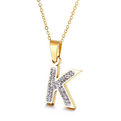 Zircon Letter Pendant Necklace