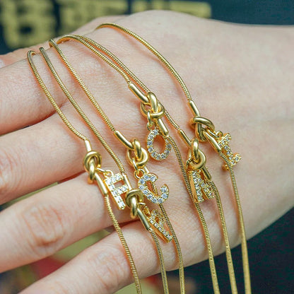 Crystal Initial Knot Bracelet