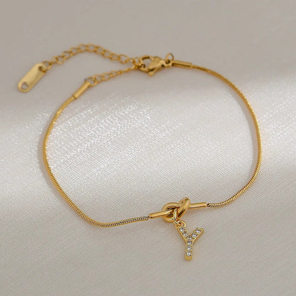 Crystal Initial Knot Bracelet