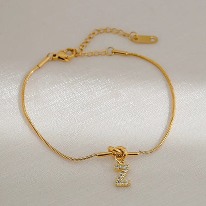 Crystal Initial Knot Bracelet