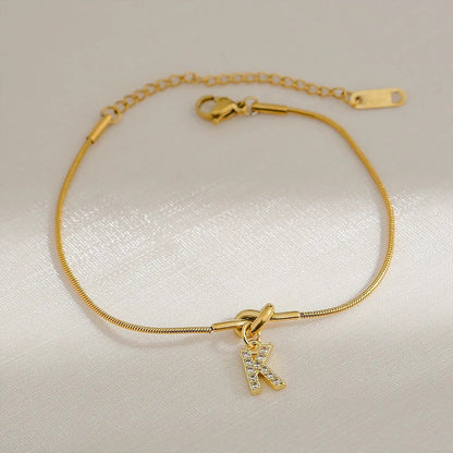 Crystal Initial Knot Bracelet
