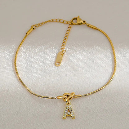 Crystal Initial Knot Bracelet