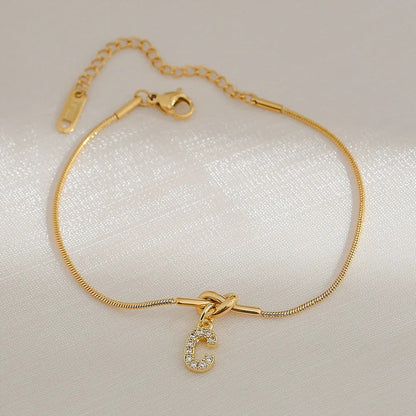 Crystal Initial Knot Bracelet
